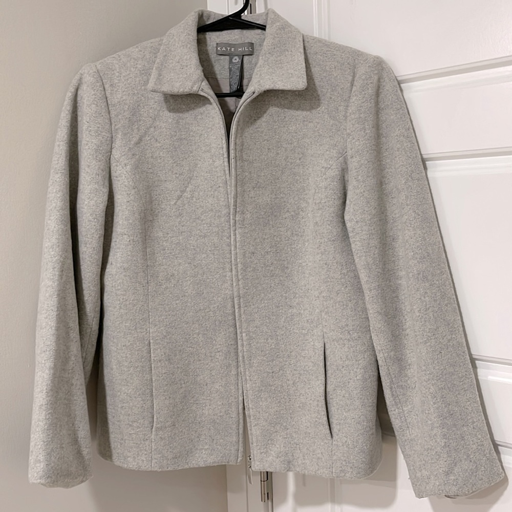 ‼️FINAL SALE‼️Kate Hill Wool Grey Short Petite Formal Jacket Fits S/M Size 4 P